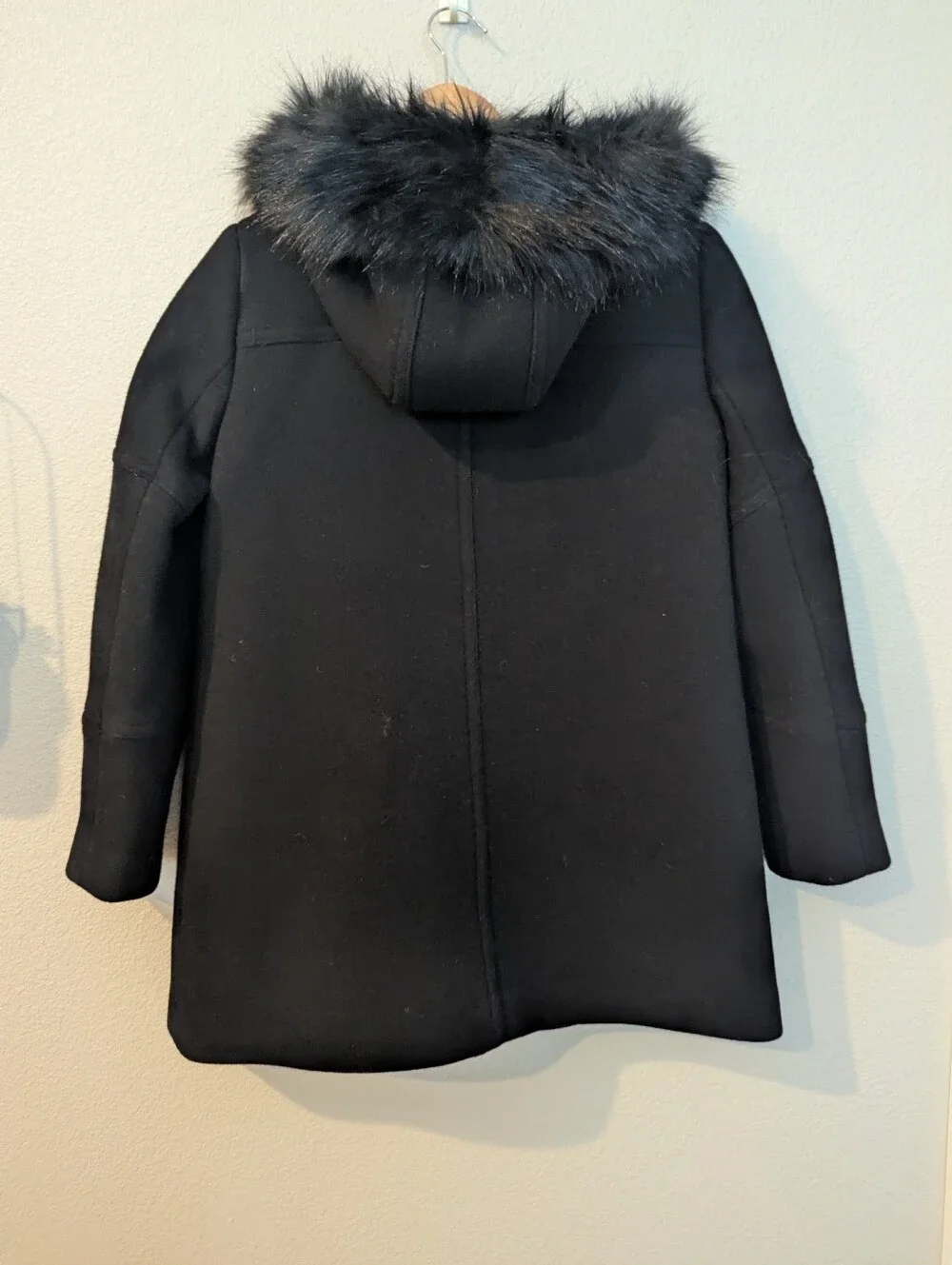 J. Crew Black Chateau Hooded Parka Coat In Italian Stadium-Cloth Wool Medium